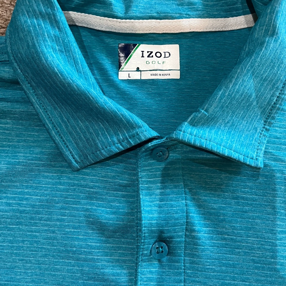 Izod Golf Turquoise Light Weight Polo Mens Size L - Picture 5 of 5